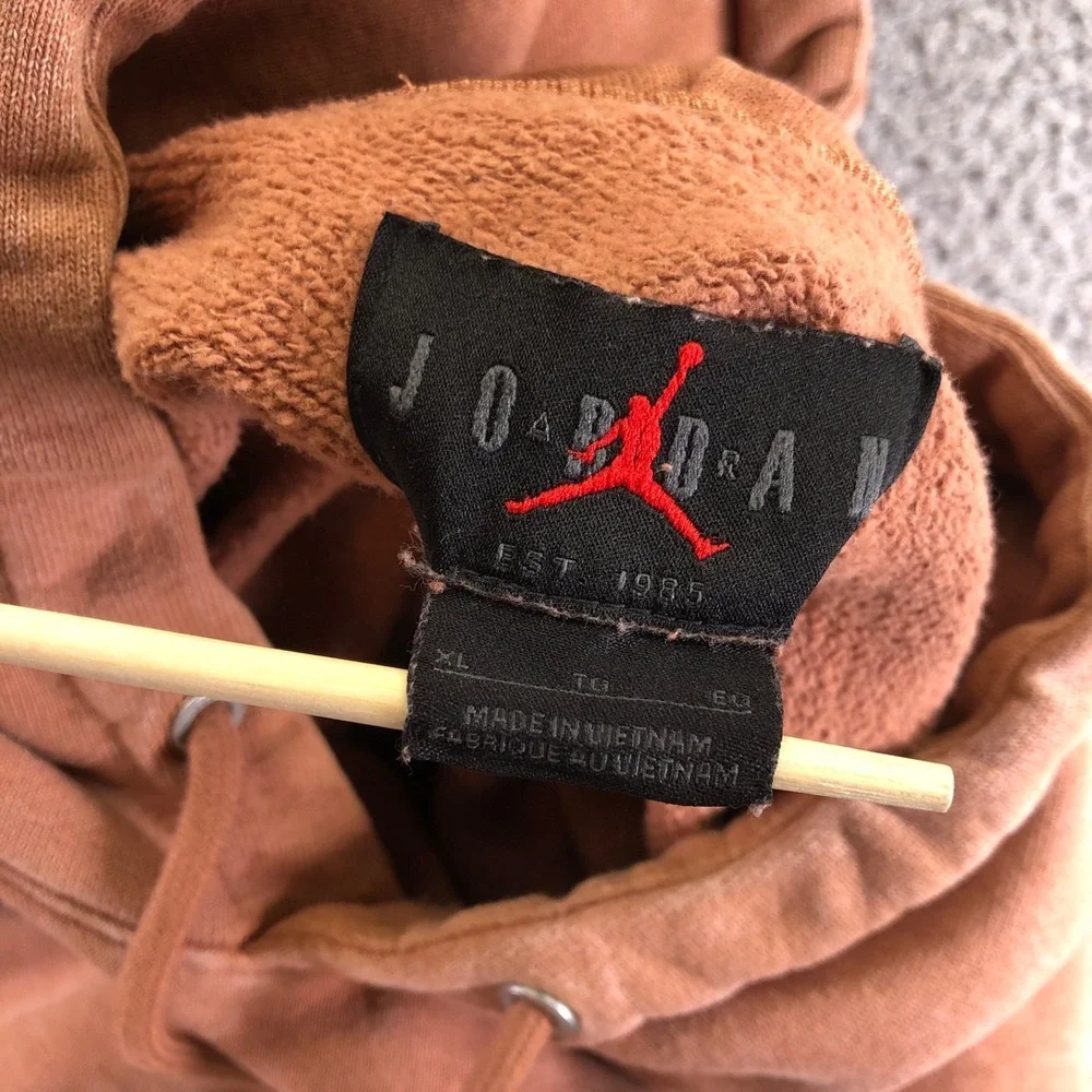 Jordan Hoodie Mens XL Washed Brown Essential Jumpman Logo Flight Pullover DR3087